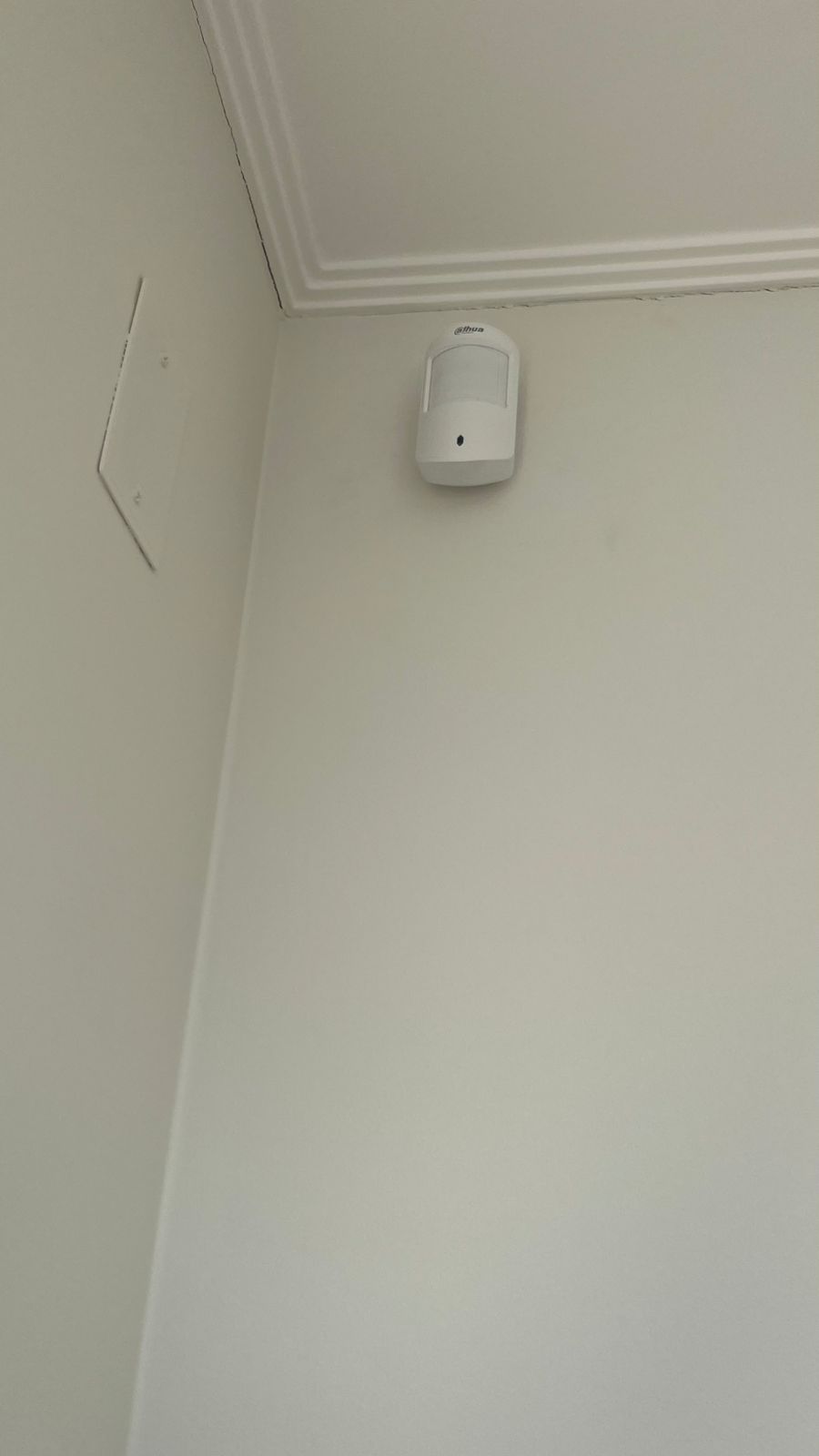 Sensor infrarrojo de movimiento Dahua montado en esquina de pared